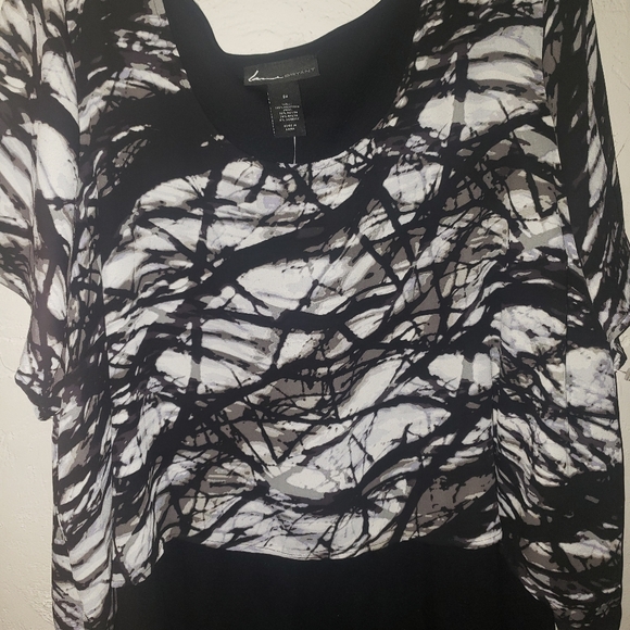 New Plus Size 3x 24 Lane Bryant Sheath Dress Layered Look Dressy Work Black - Picture 4 of 7